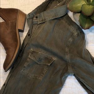 Olive Green Button Down Shirt Dress